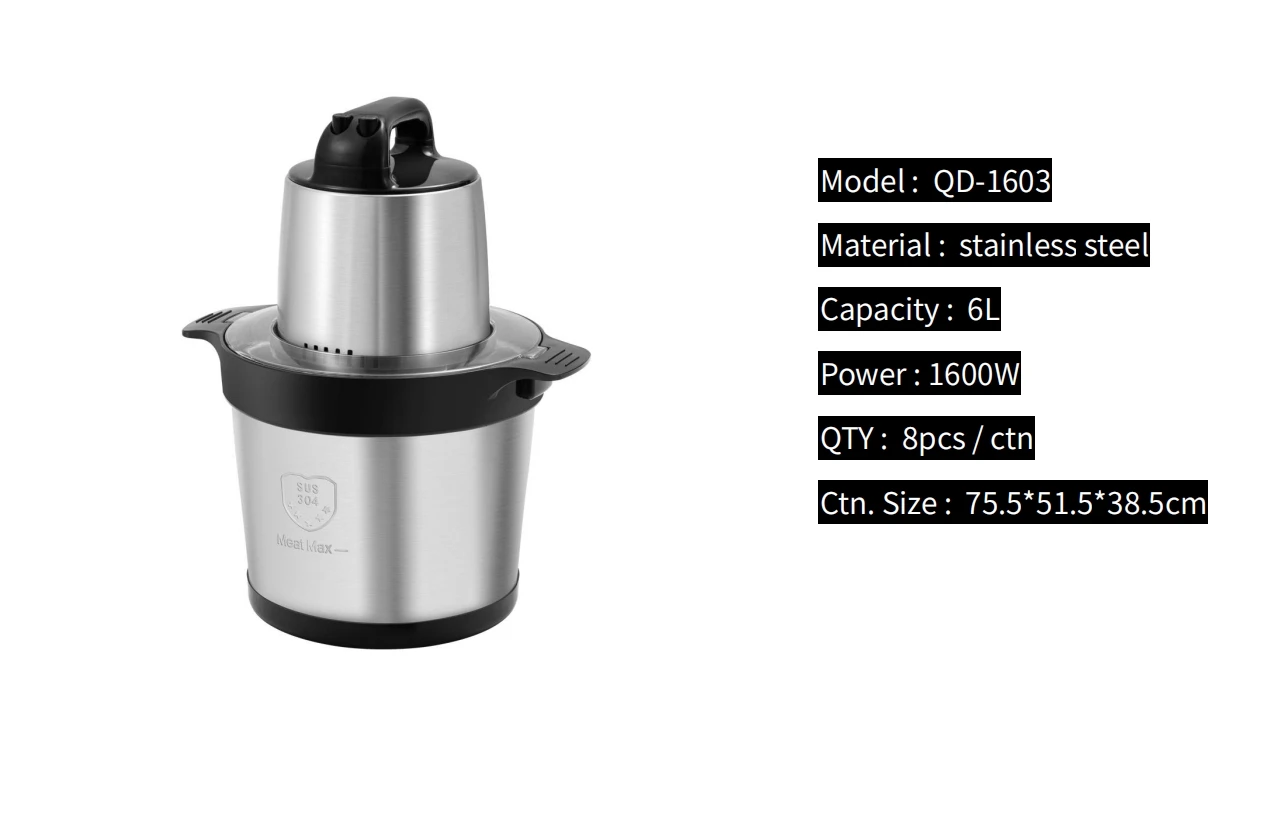 6L Removable 304 four-blade High-Quality Electric Meat Grinder Electric 6L Meat Grinder Cassava Fufu Mixer Pounder Fufu Machine