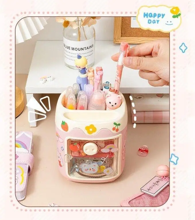 Spot New Products Cartoon Office Table Plastic Pen Holder Student Office Stationery Pig Nose Drawer Desk Organizer Pen Holder