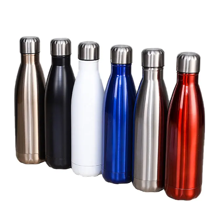 Double wall vacuum stainless steel coke bottle thermos 500ml leakproof water bottle and insulated travel mug