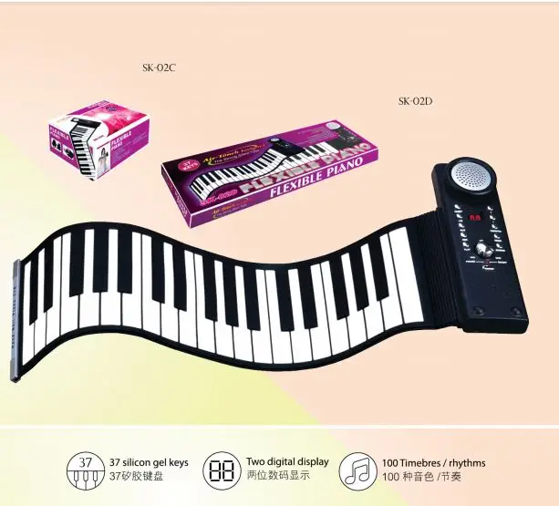 Foldable 49 Keys Flexible Soft Electric Digital Roll Up Piano Keyboard For Kids Education Leisure Goods