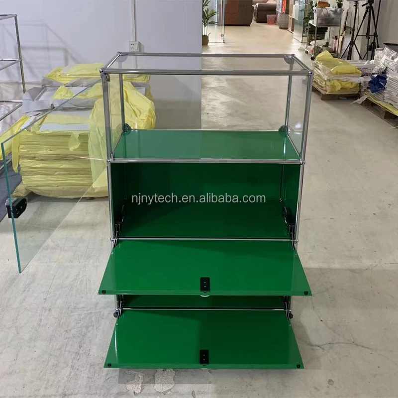 Modern fashion stainless steel sideboard module combination side cabinet TV cabinet Korean simple storage cabinet