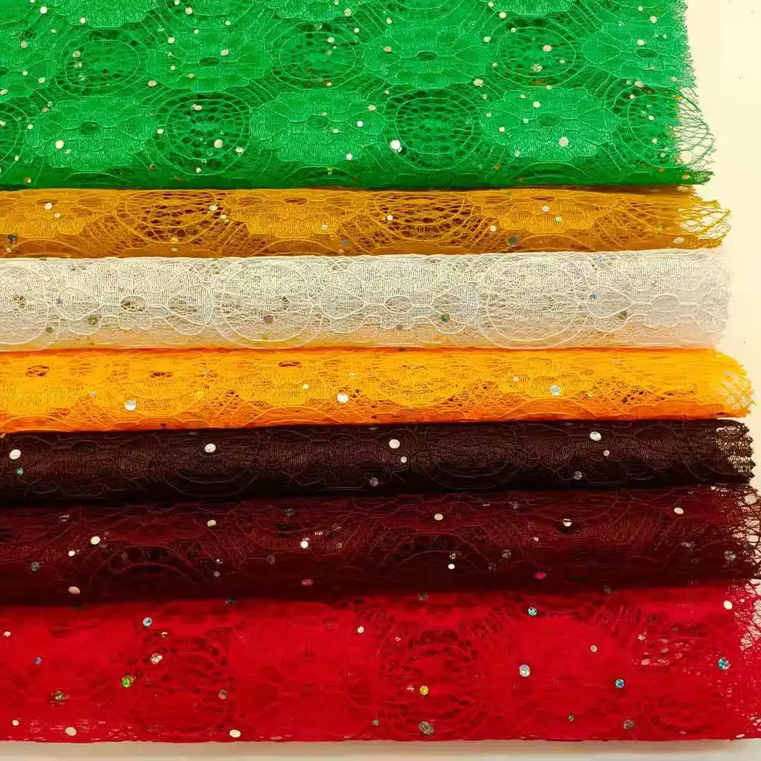 bridal lace fabric 3d lace nigeria african  style sequin net  cord lace fabric