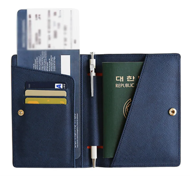 Personalized Leather Passport Holder, Travel Passport Cover Wallet with Custom Logo