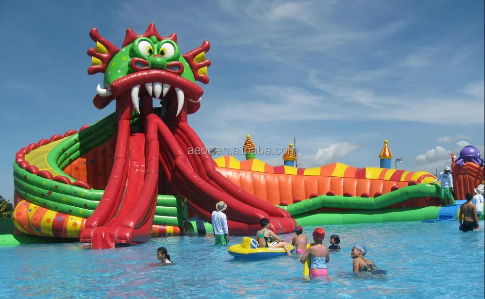 Commercial Inflatable Water Park with Water Slide and Pool Custom Inflatable Ground Water Park for Kids and Adults