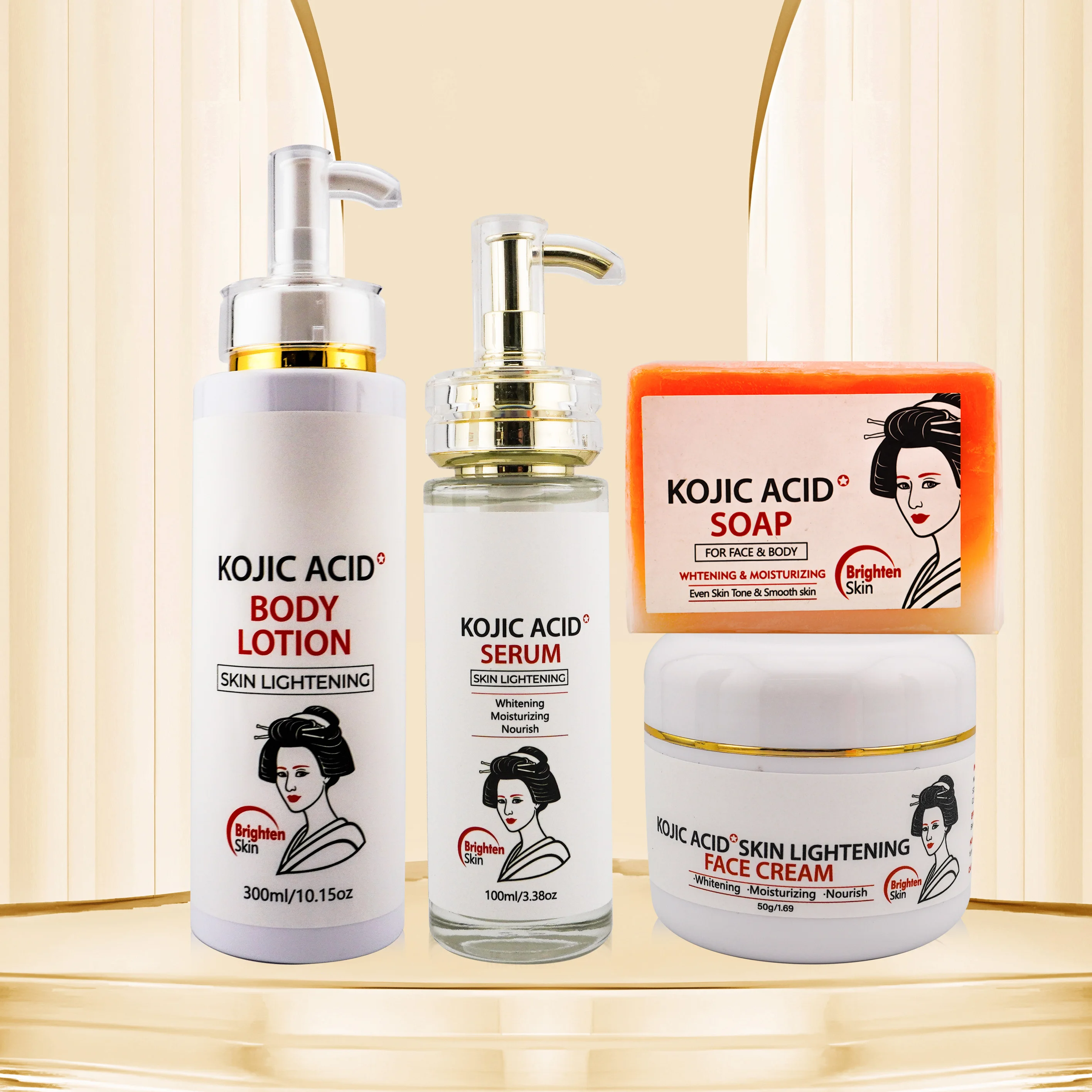 Oem Kojic Acid Skin Whitening Body Lotion Bleaching Face Cream Care Kits