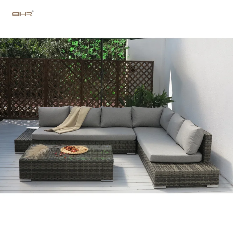 High End Rattan Outdoor Furniture Multi Purpose Comfortable Half Round Wicker 3in1 Garden Set Modern