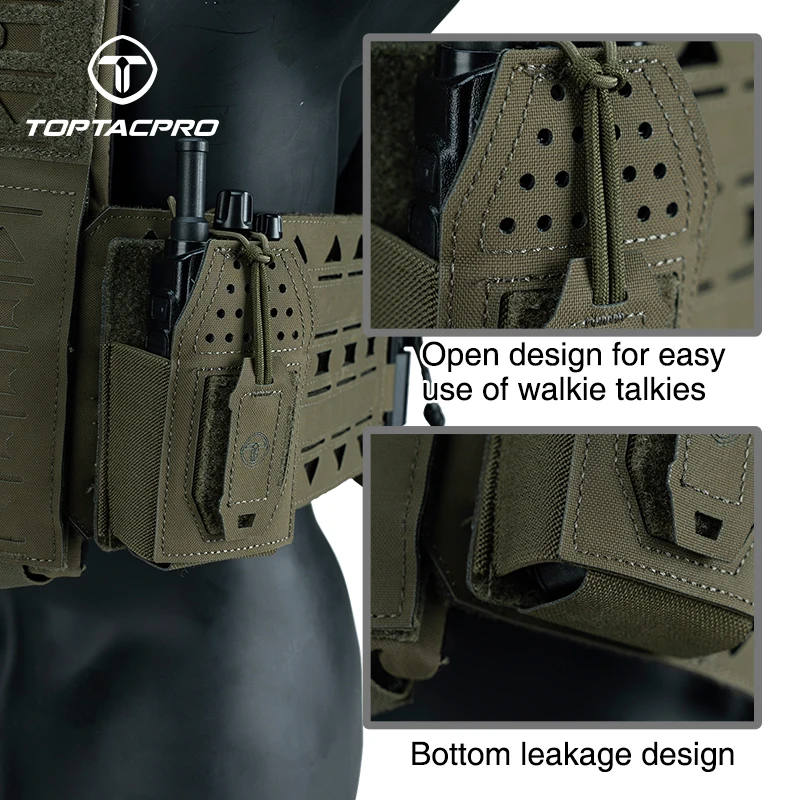TOPTACPRO MOLLE Mag Pouch Walkie-talkie Holder Ranger Green Multi Function Tactical Mini Radio Pouch