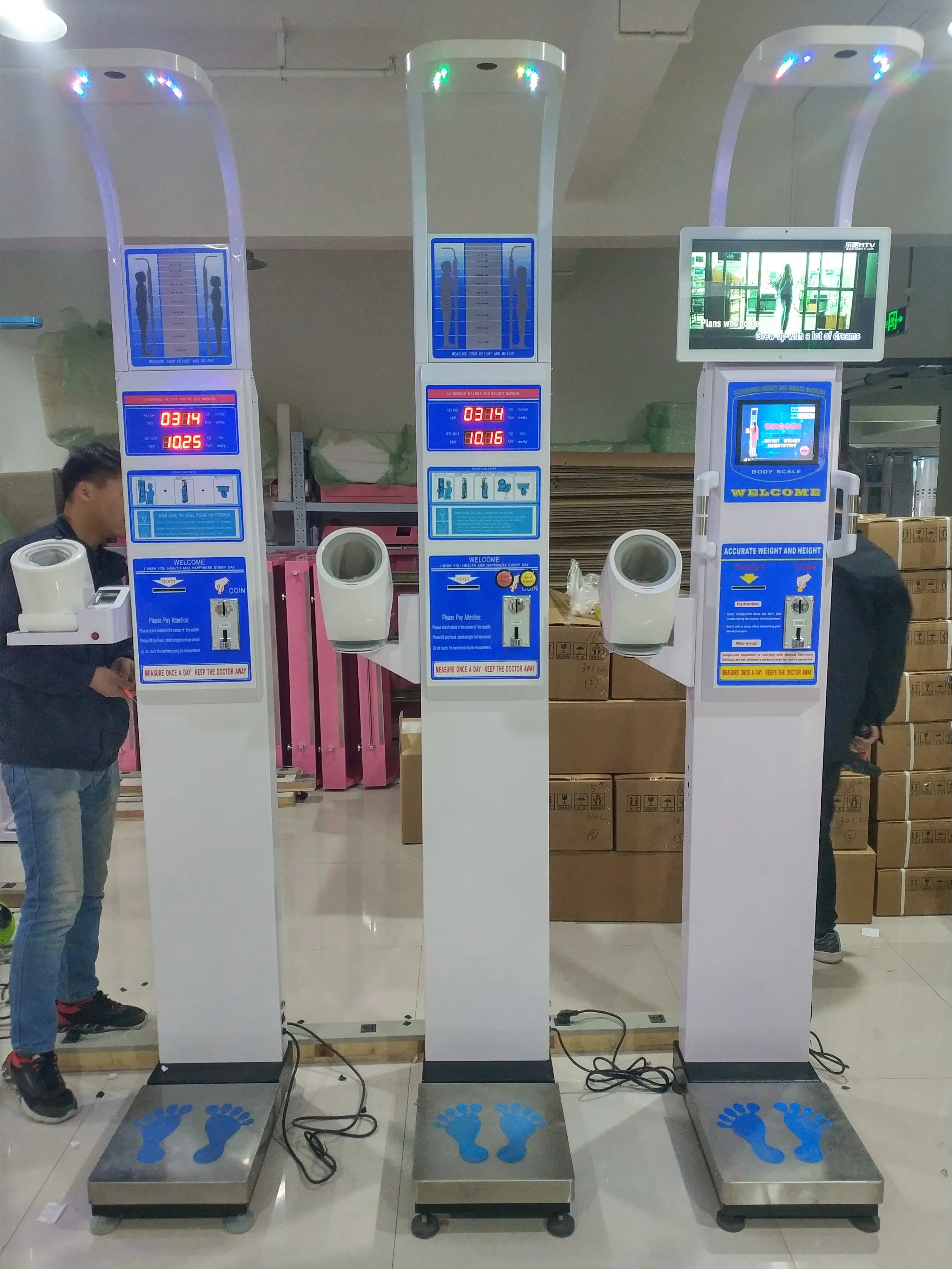 ultrasonic body height weight fat scale machine industry weight scale indicator big screen display