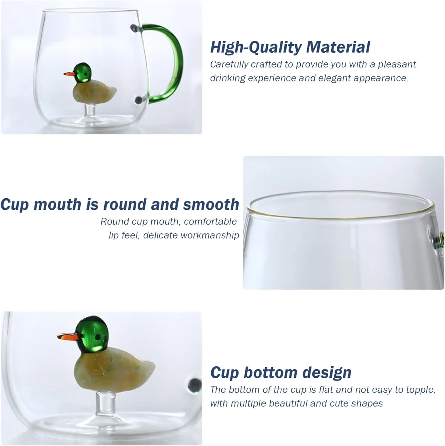 Creative Borosilicate Glass Water Cups With 3D Rose Flower Drinking Glass Mugs Cute Ice Coffee Cup Juice Drinkware With Handle