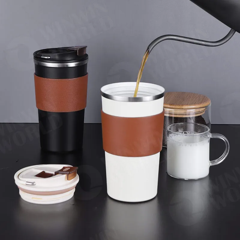 12oz Insulated Stainless Steel Travel Coffee Mugs Portable Double Wall Ceramic Thermo Coffee To Go Cup Tumbler Gift in Bulk