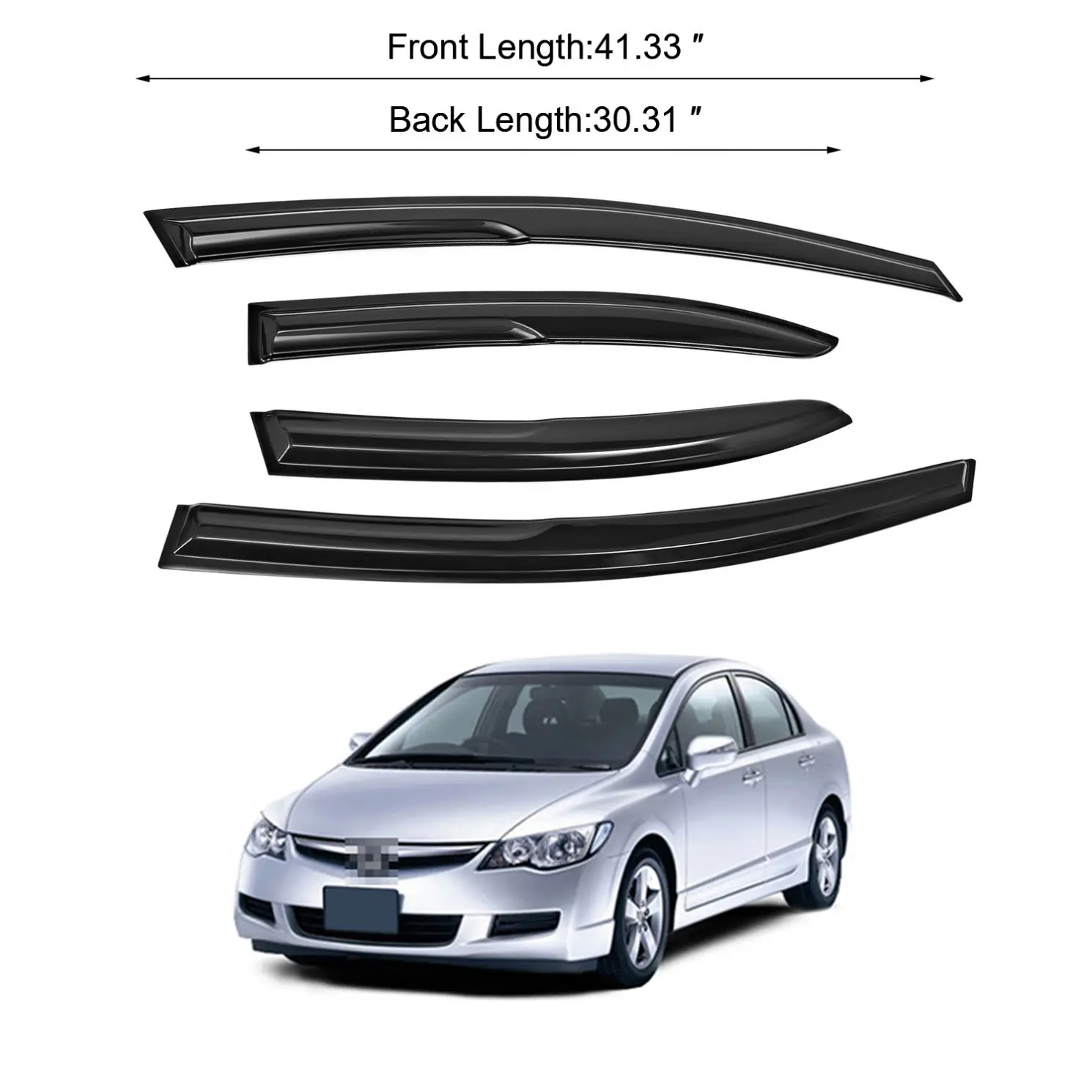 4 шт. для 2006-2011 HONDA CIVIC 4DR Седан 3D волнистый JDM СТИЛЬ черный дождь защита окна козырек щит