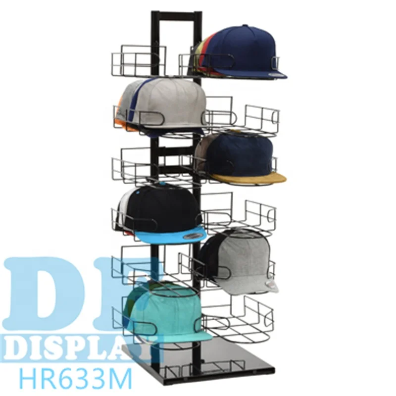 Customized baseball cap wire shelf metal material hat display stand hat display rack for retail store