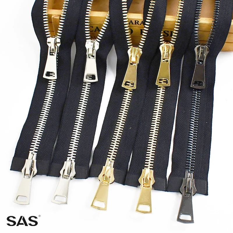 SAS заводская настройка 5 # никелевая Серебряная Золотая застежка-молния двухсторонняя открытая металлическая для одежды