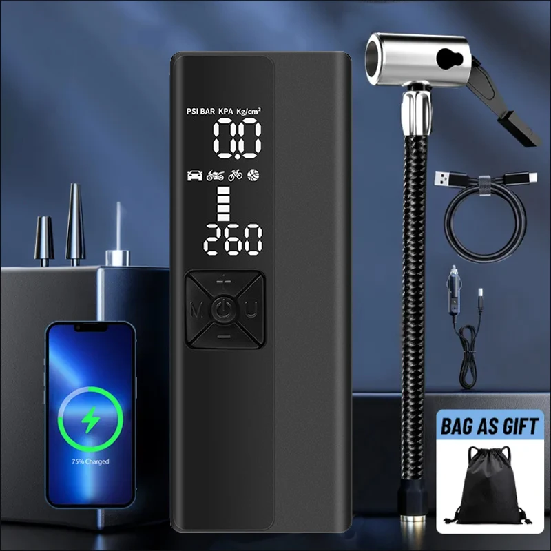 12v Dc Wireless Air Compressor Auto Tyre Inflator Portable Air Pump With Digital Pressure For Car Tires Balloon