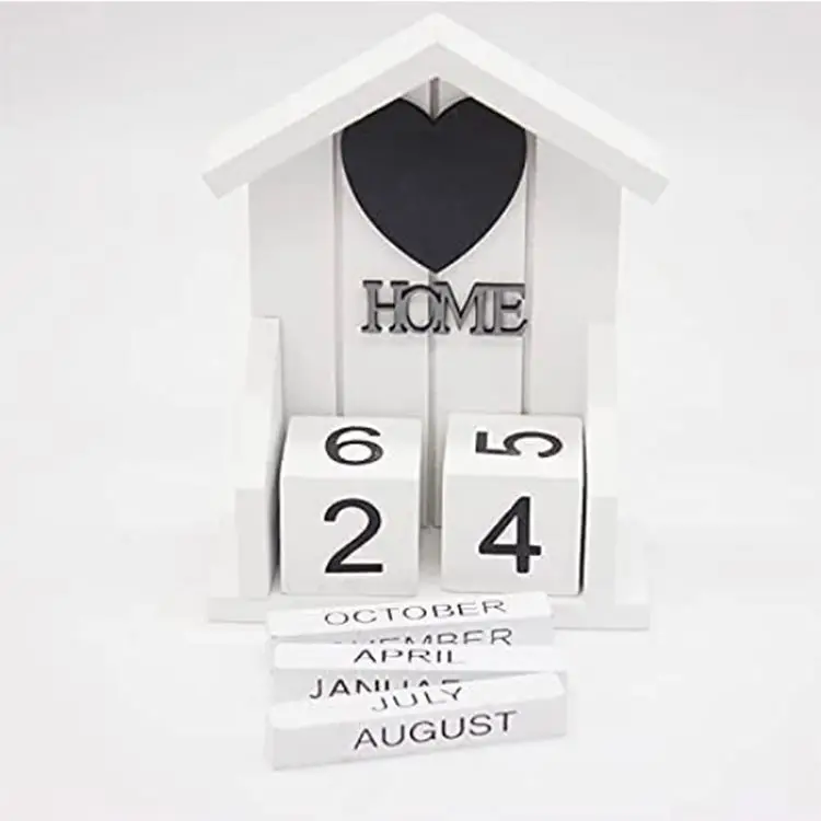 Modern simple white rectangular desktop permanent fashion home office wood block calendar
