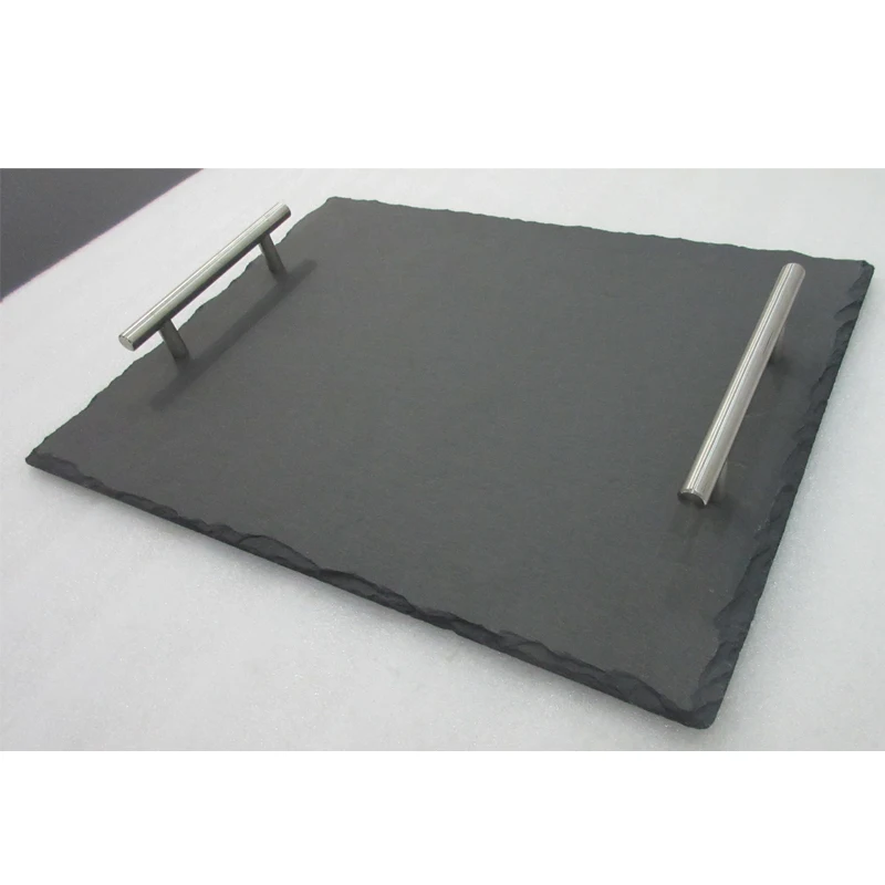 Large Black Natural Slate Tray  With Handles