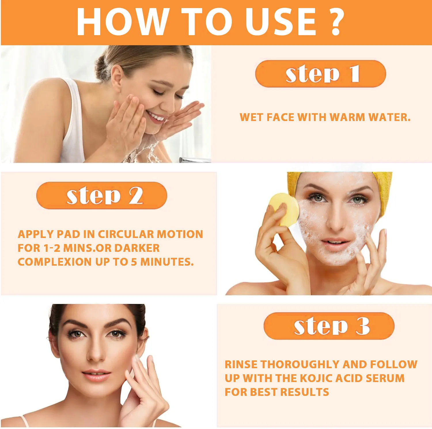 Customized Own Brand Facial Cleansing Exfoliation Whitening Turmeric Kojic Acid Cleansing Cotton 30 Tablets