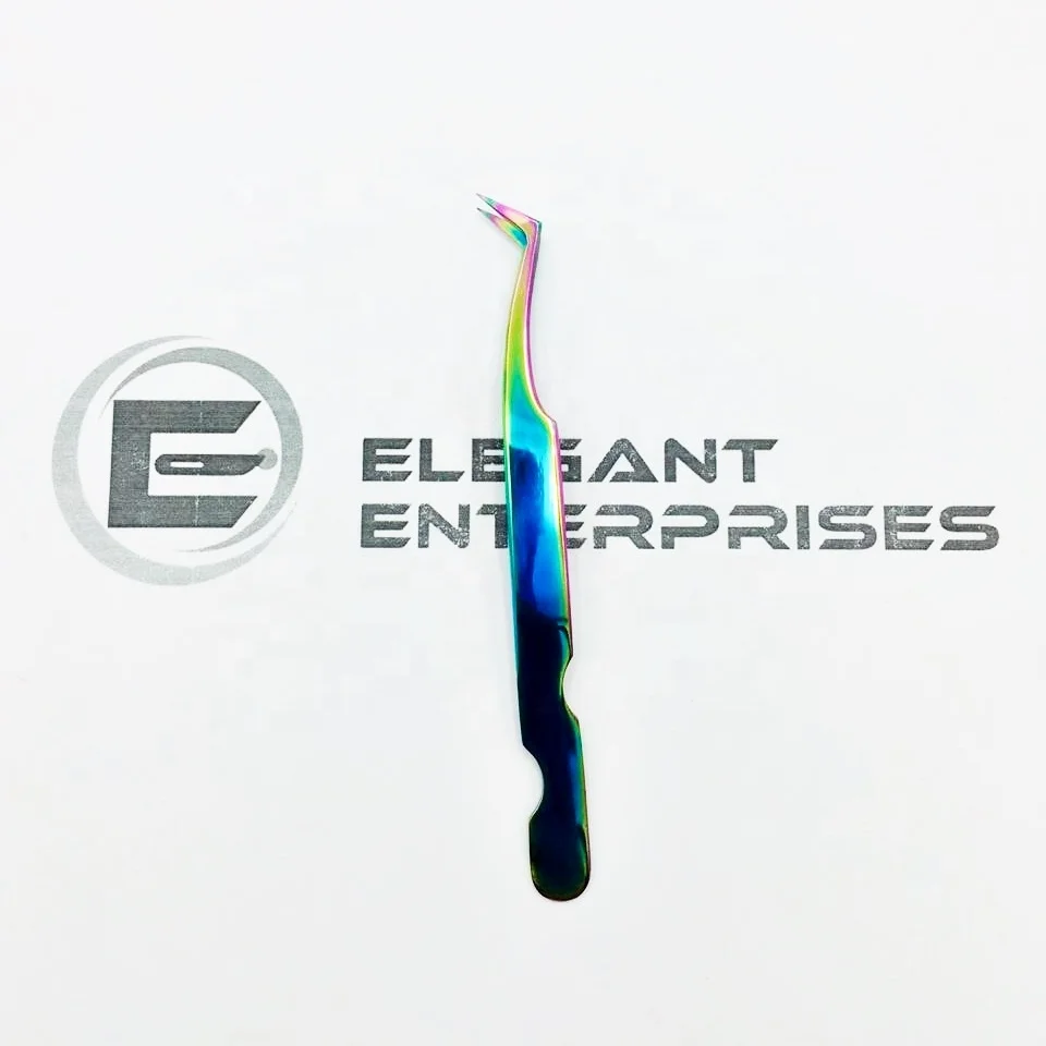 Разноцветный русский объем L-образный Пинцет для наращивания ресниц из нержавеющей стали с частной этикеткой