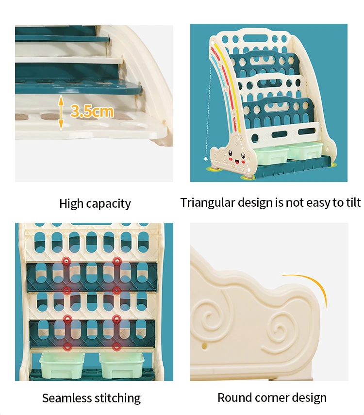 Anti-crack Safe Children Kids Furniture Preschool Plastic Bookshelf Book Display
