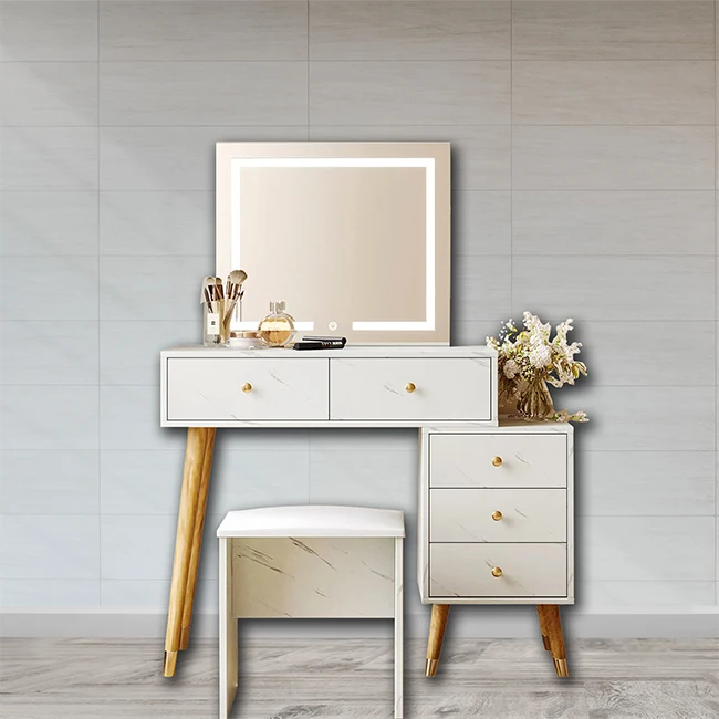 Modern Intelligent Furniture Multifunctional Princess Dressing Table Entryway Dressing Table with Mirror Chair Intelligent Table