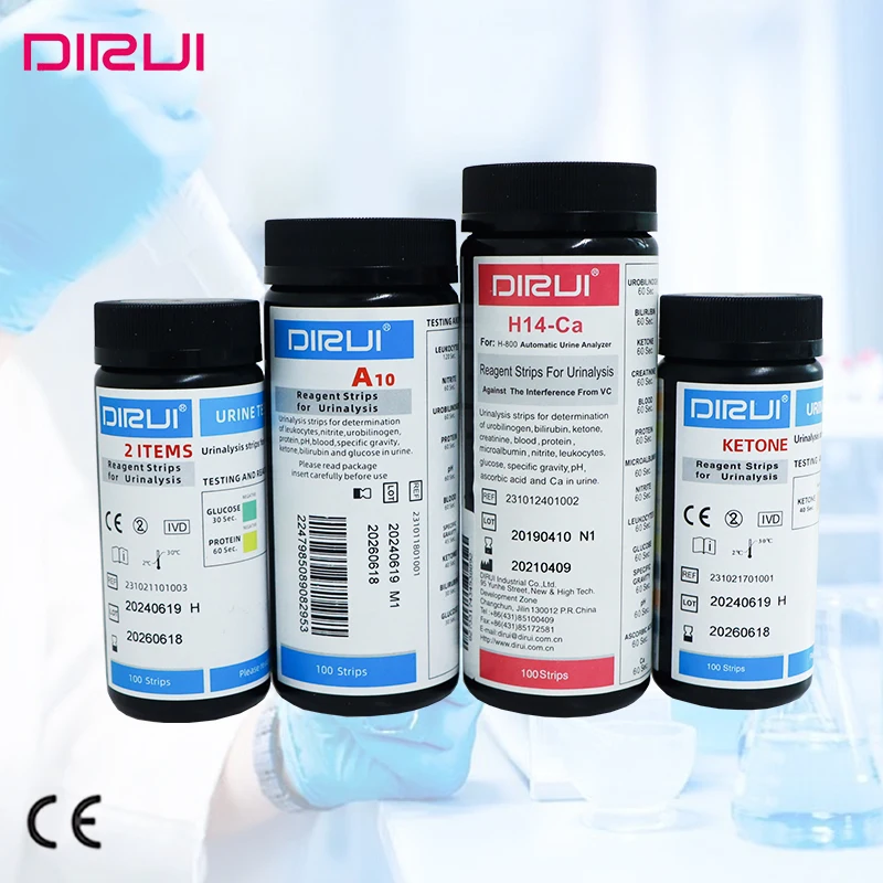 Dirui A10 Urinalysis Reagent Strips Leucocytes /Nitrite/Urobilinogen/Protein/Ph/Blood/Sg/Ketone/Bilirubin/Glucose Urine Strips