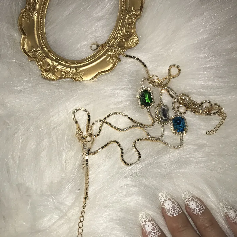 custom pink crown Emerald gemstone tennis chain necklace diamond tennis necklace jwelleries necklace