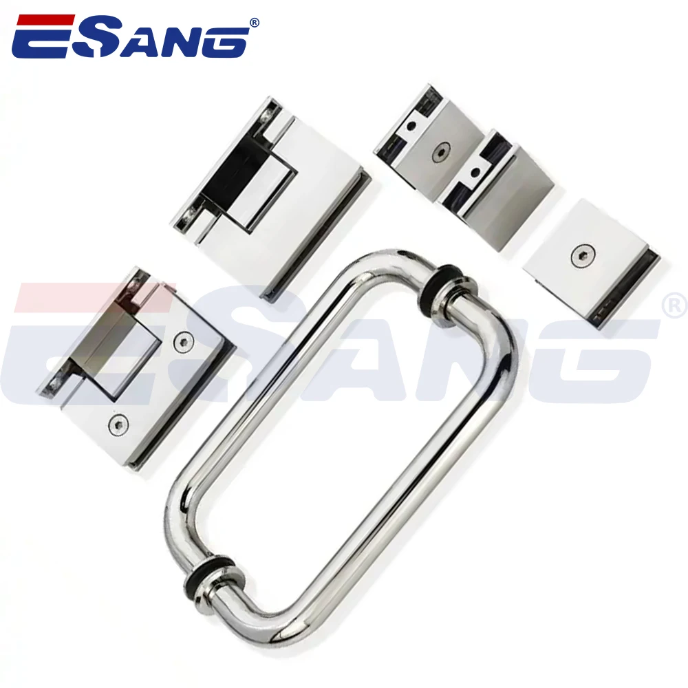 ESANG Stainless Steel 304 Frameless Shower Hinge Fitting Adjustment Shower Door Hinges And Handles