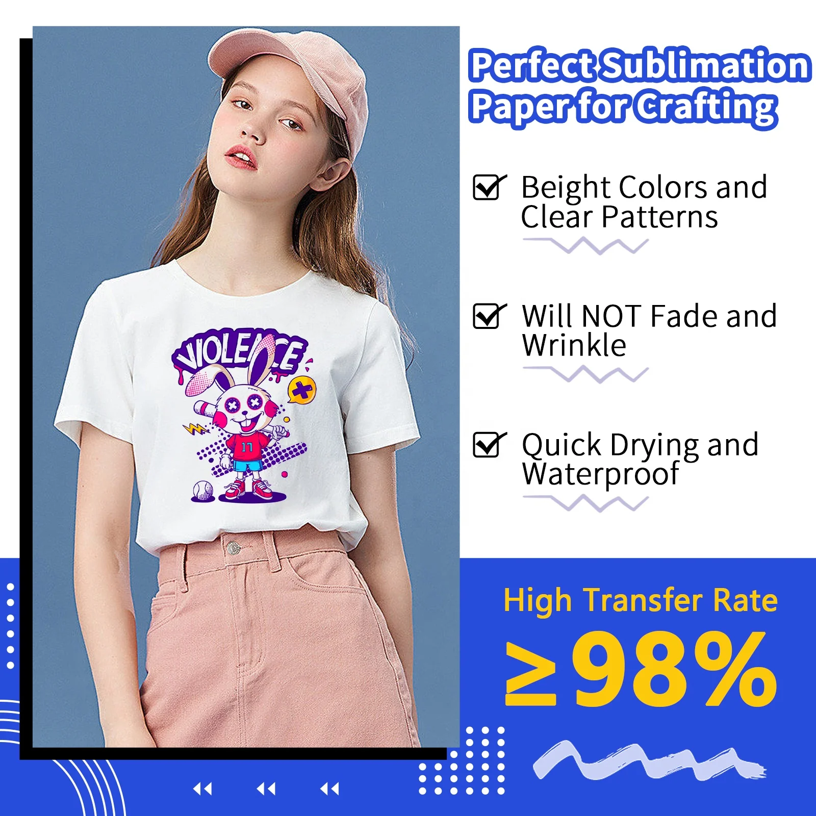 A4  or 8.5 inches x 11 inches Sublimation Paper for Tumblers Mugs & Cotton T-Shirt