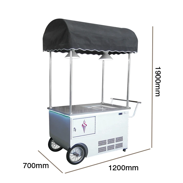 Kolice ice cream push vending cart with freezer for sale mobile ice cream hand cart italian ice gelato cart commercial food