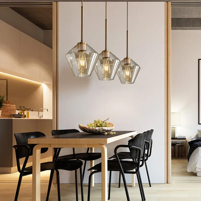 Nordic Modern Glass Pendant lights Fixtures Loft LED Hanging Pendant Lamp for Kitchen Restaurant Living Room Bedroom E27