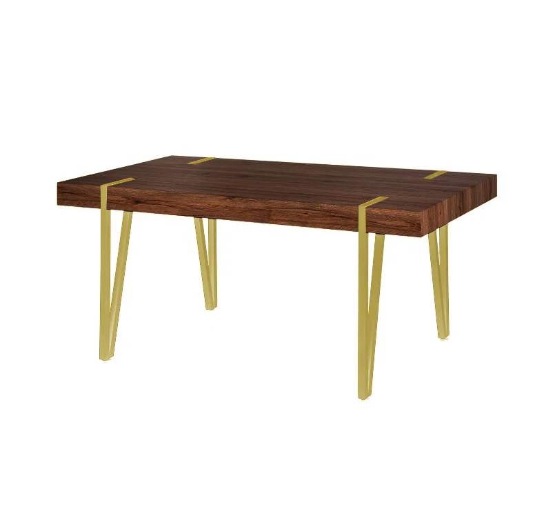 Hot Selling Modern Rectangle MDF Top Kitchen Furniture Table Stainless Steel Dining Table