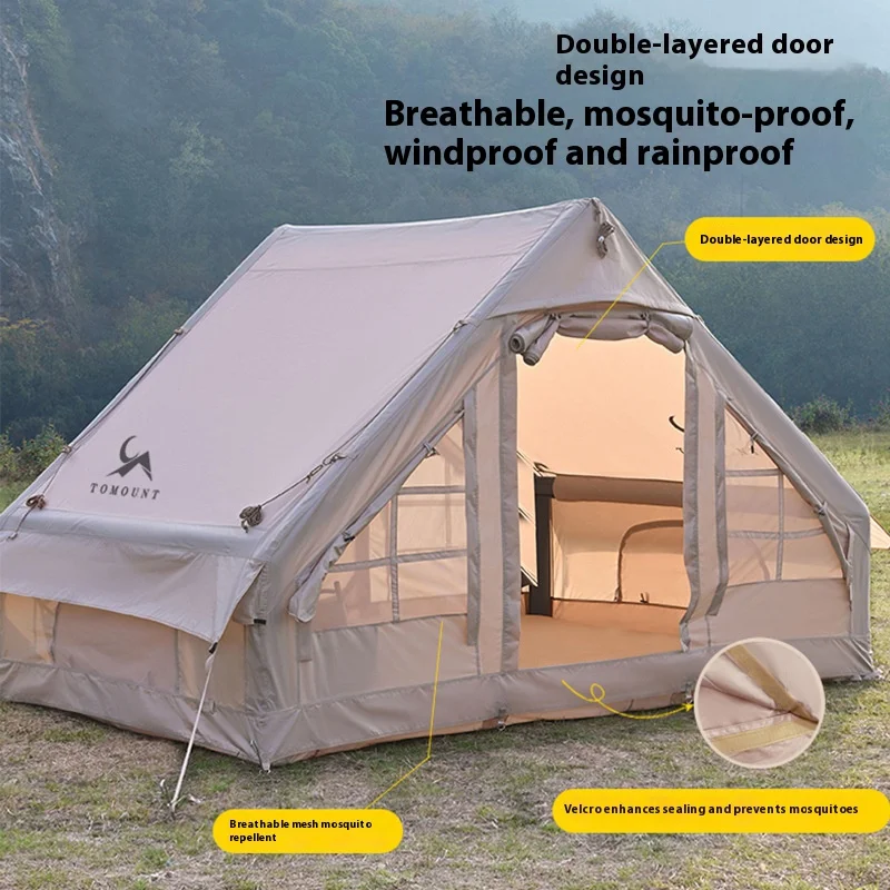 Outdoor camping inflatable tent thickened rainproof hut cotton tent camping Oxford hut ridge tent customization