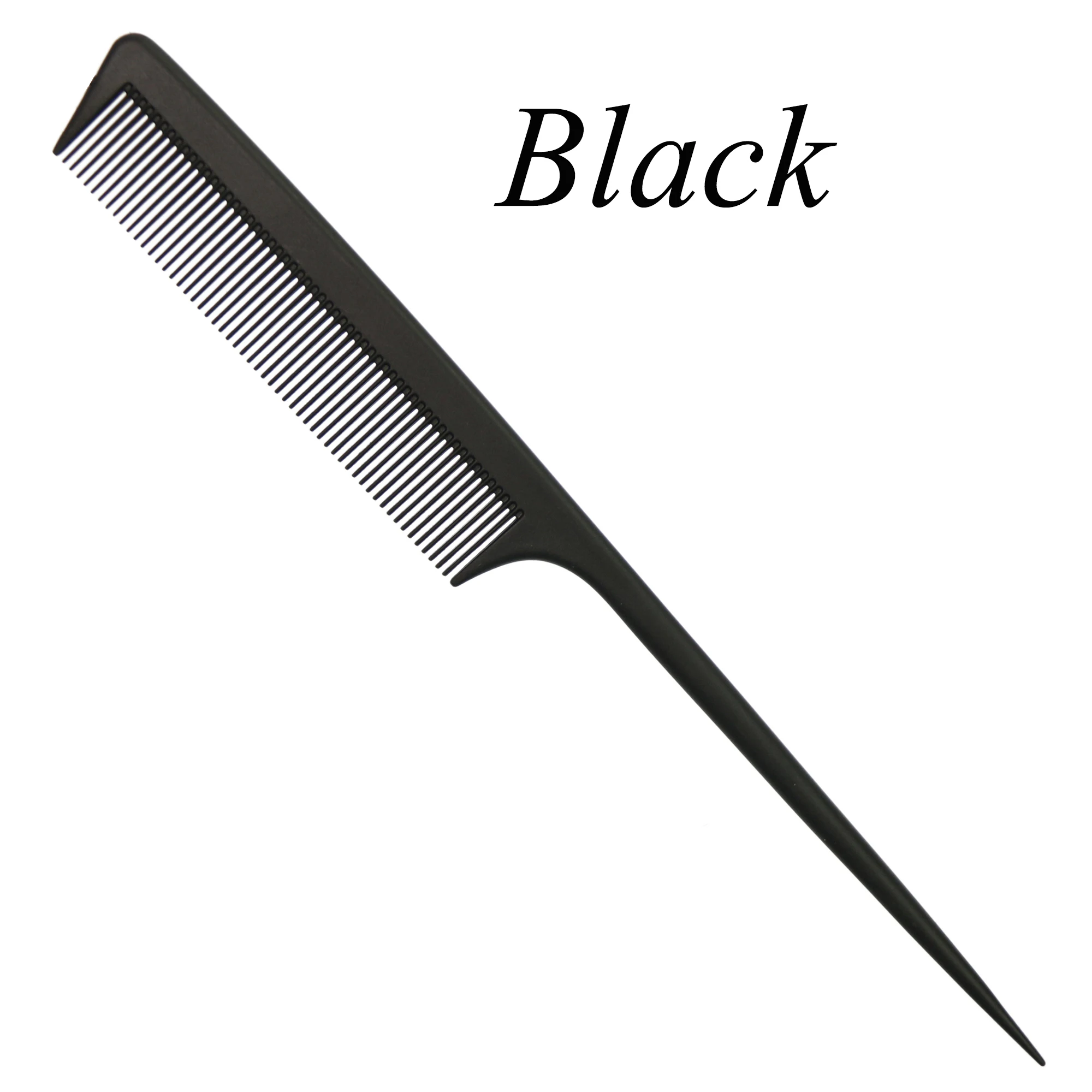 Salon Custom Logo Carbon Fiber Comb Barber Hairdressing Braid Hair Comb Heat Resistant Parting Metal Pin Rat Tail Combs Bulk