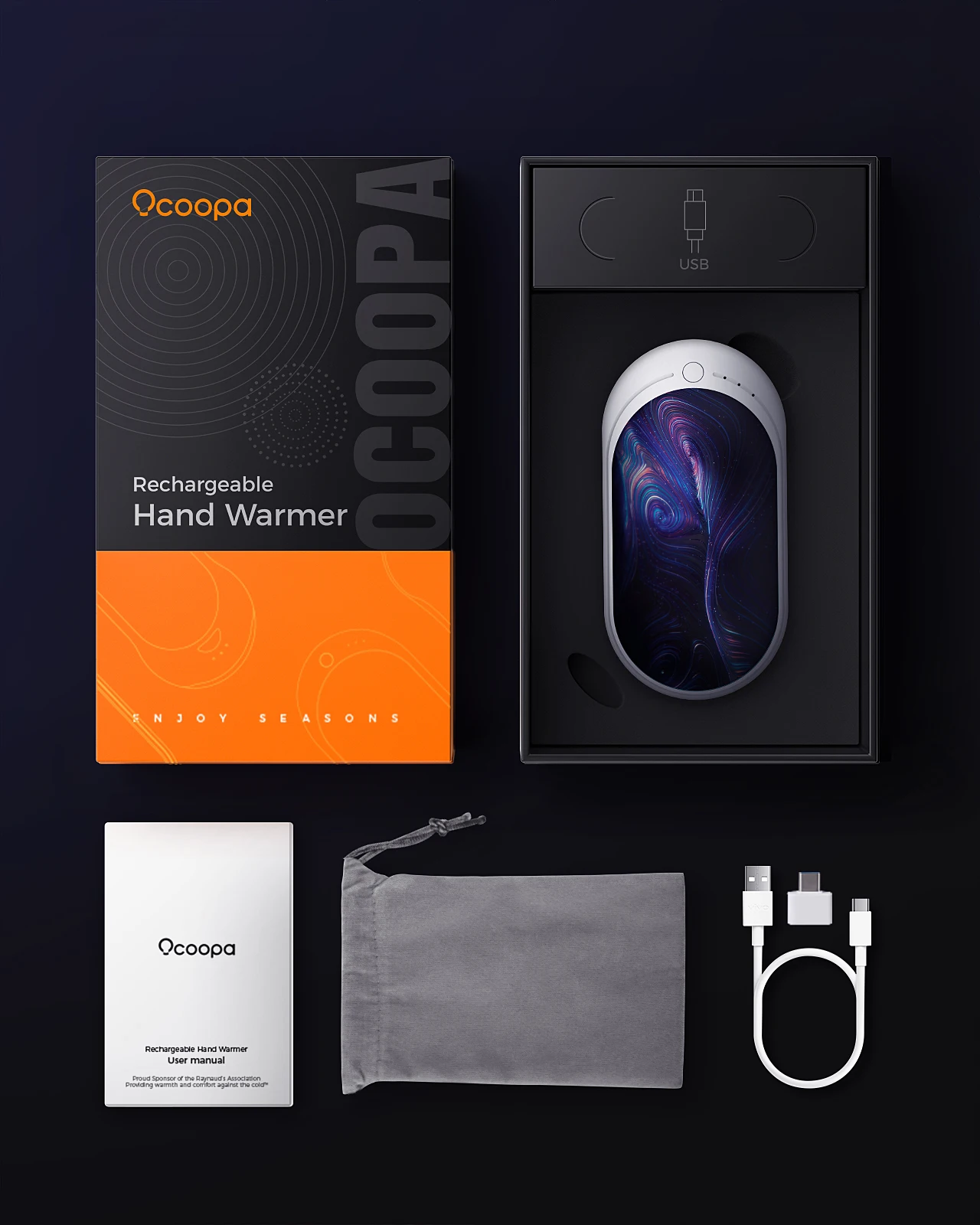  Amazon hot brand OCOOPA hot-selling hand warmer with cartoon design portable power bank USB rechargeable heater