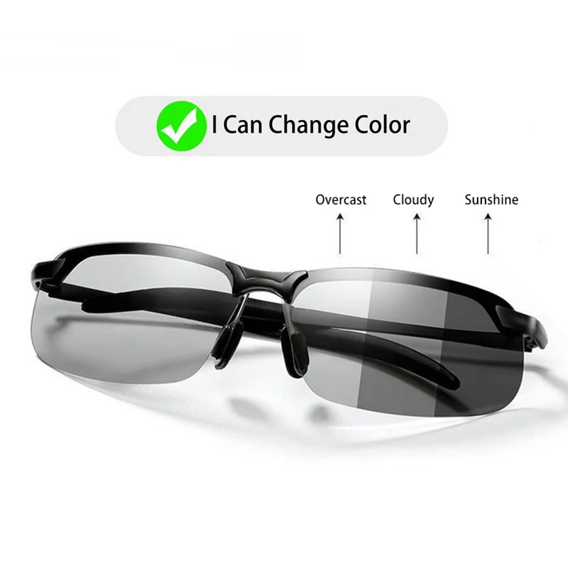  Photochromic Sunglasses Men Polarized Driving Chameleon Glasses Male Change Color Day Night Vision