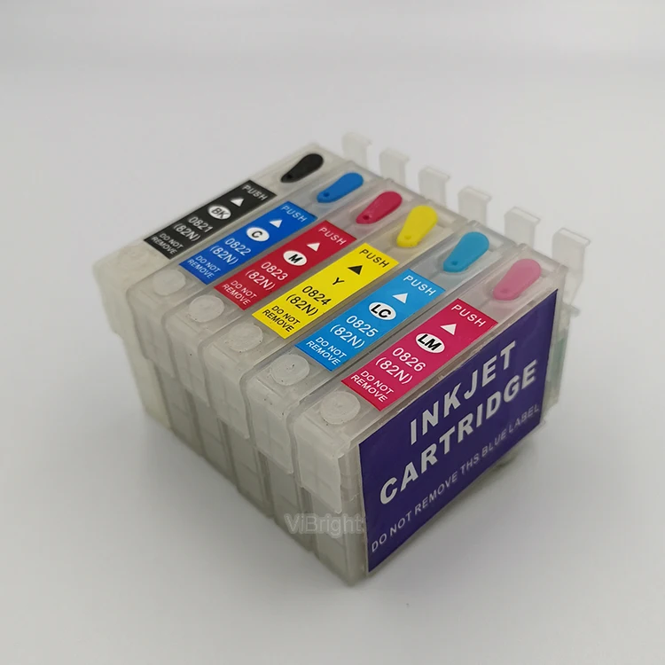 T0821N-6 Empty Refillable Ink Cartridge for Epson TX700/TX800/TX710W/TX650/TX810FW/TX820FWD/RX615/R270/R290/T50/T59/837  printer