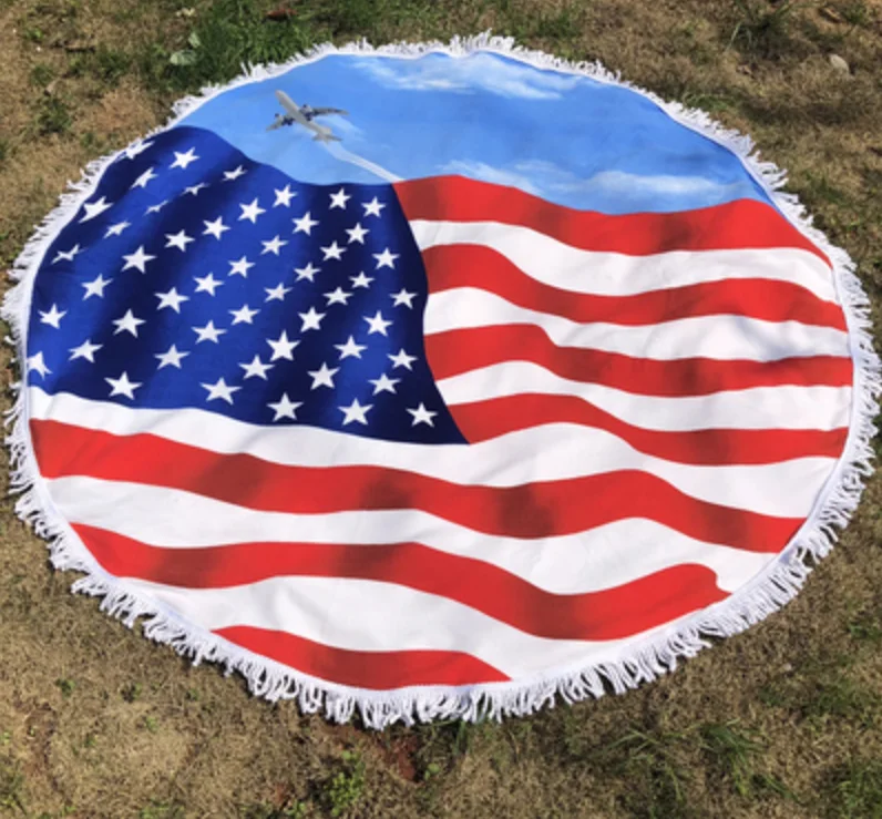 Custom Printed High Quality Microfiber Round Beach Towel flamingos pattern beach towels fast dry Microfiber gym sport Towel