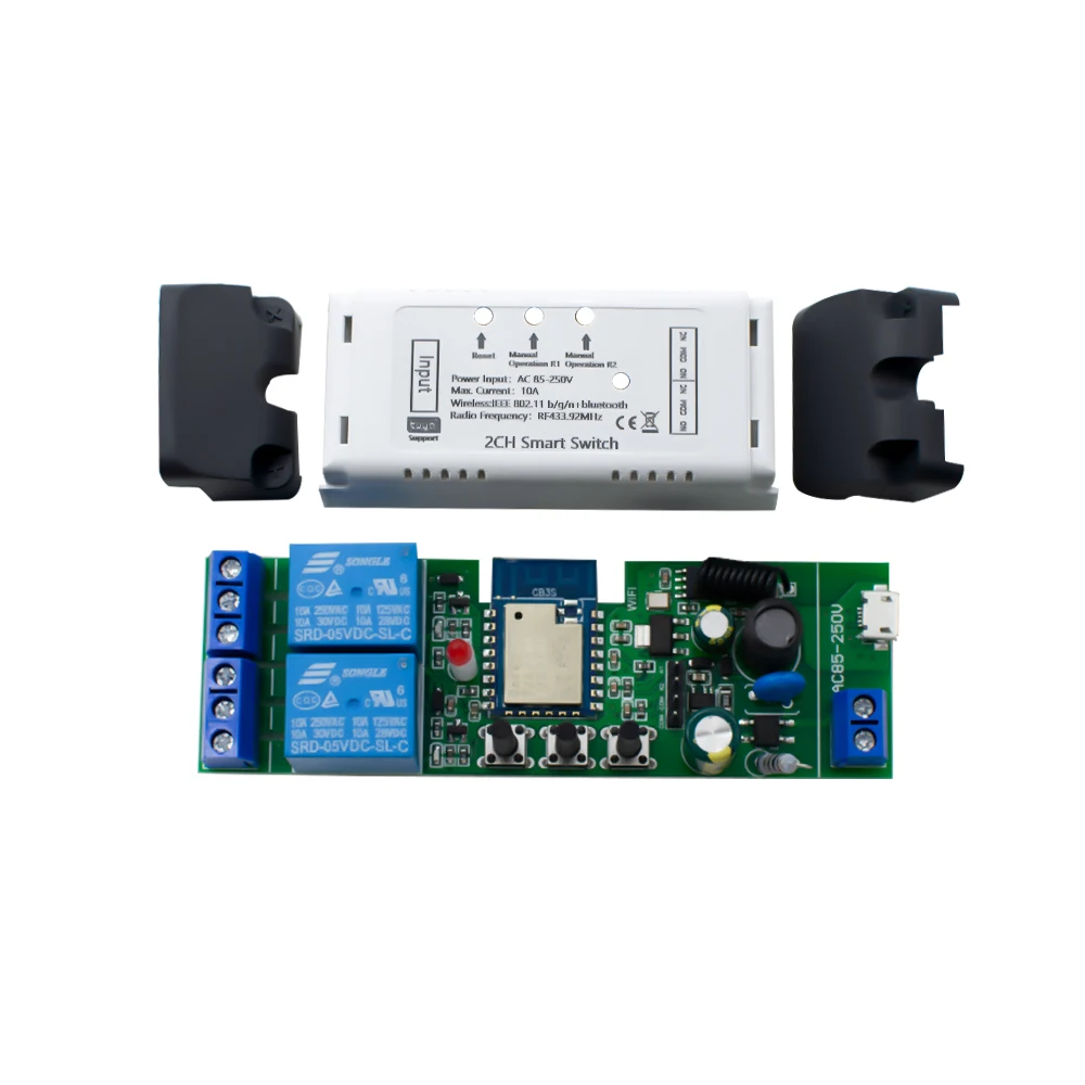 Wi-Fi RF433 гаражный выключатель с дистанционным управлением умный релейный модуль 2CH 85-250 В Alexa Google Home беспроводной Tuya/Smart