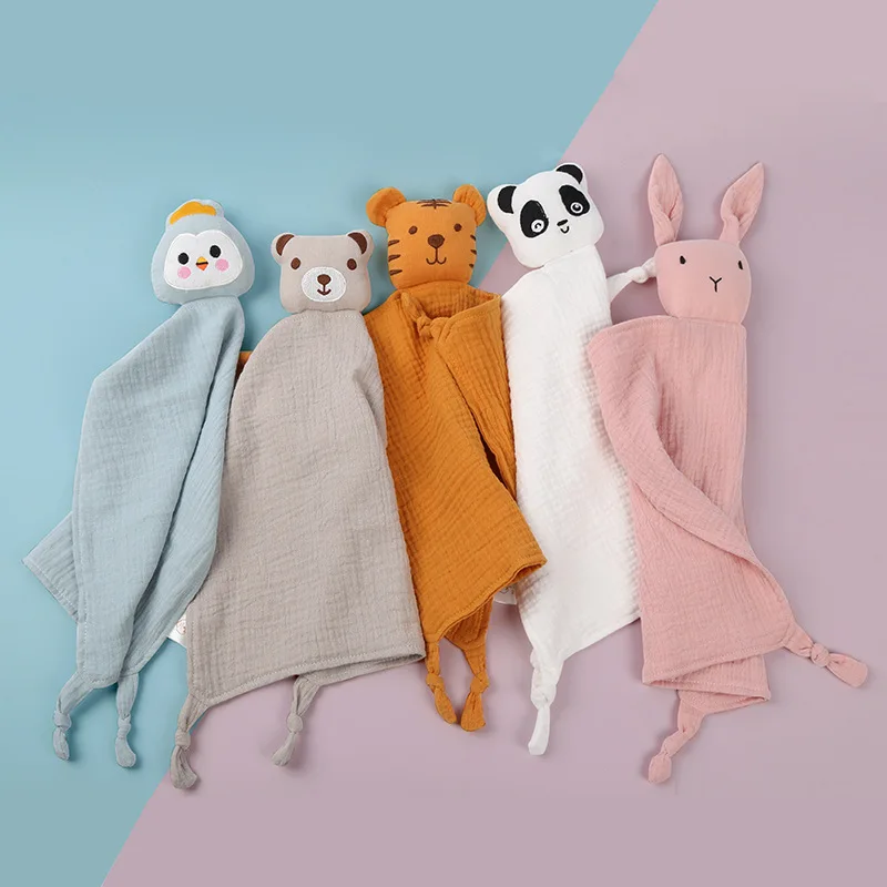 Wholesale Personalized Gift Animal Lovey Muslin Bunny Baby Security Blanket Comforter, Newborn Plush Baby Comforter Blanket