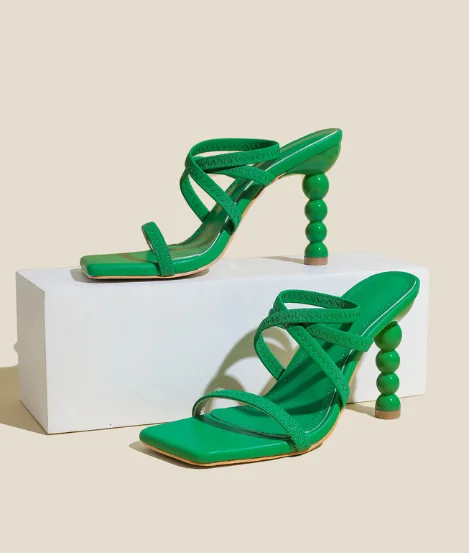 Fashion Hot Selling 2023 New High Heel Shaped Heel Elastic One Step Strap Comfortable Sandals in Sizes 35-42
