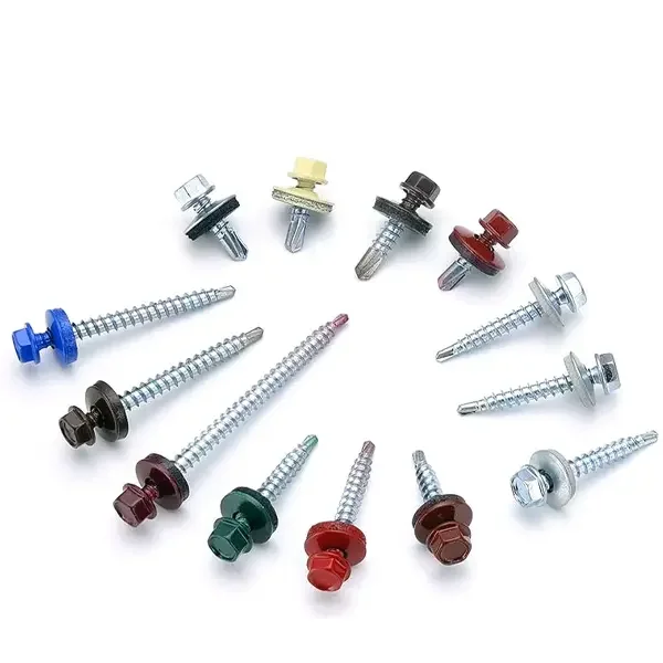 Painted Color EPDM Neoprene Washer Hex Head Self Drilling Self Tapping Point Sheet Metal Roofing Siding Nail Screws To Wood