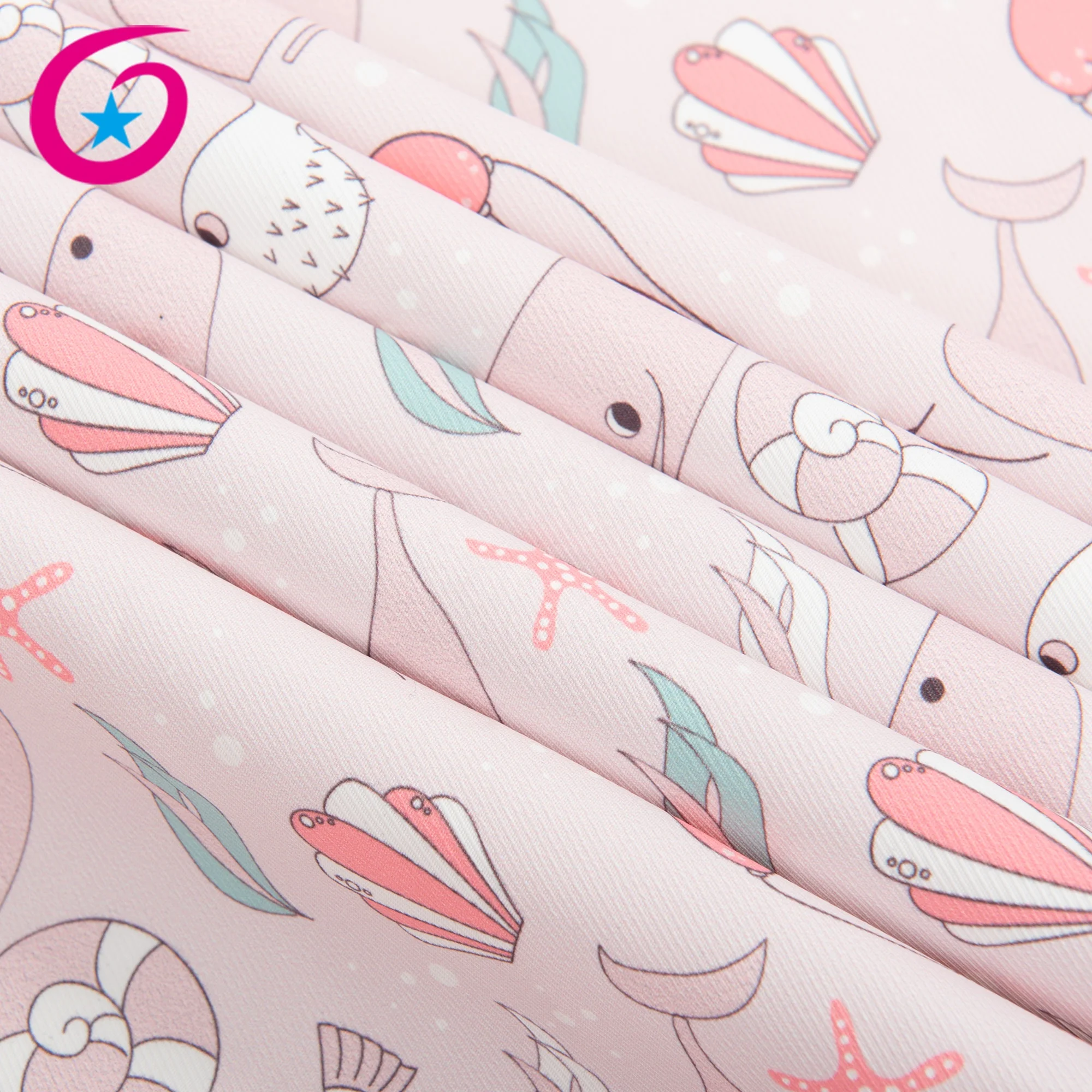 Custom printing service 100% polyester marine fishes pattern digital printing canvas fabric for bags