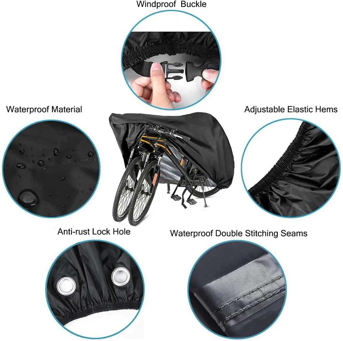 Outdoor Waterproof UV Protection Polyester Tear Resistant Dust Bike Cover Heavy Duty Bicycle Cover for All-Season