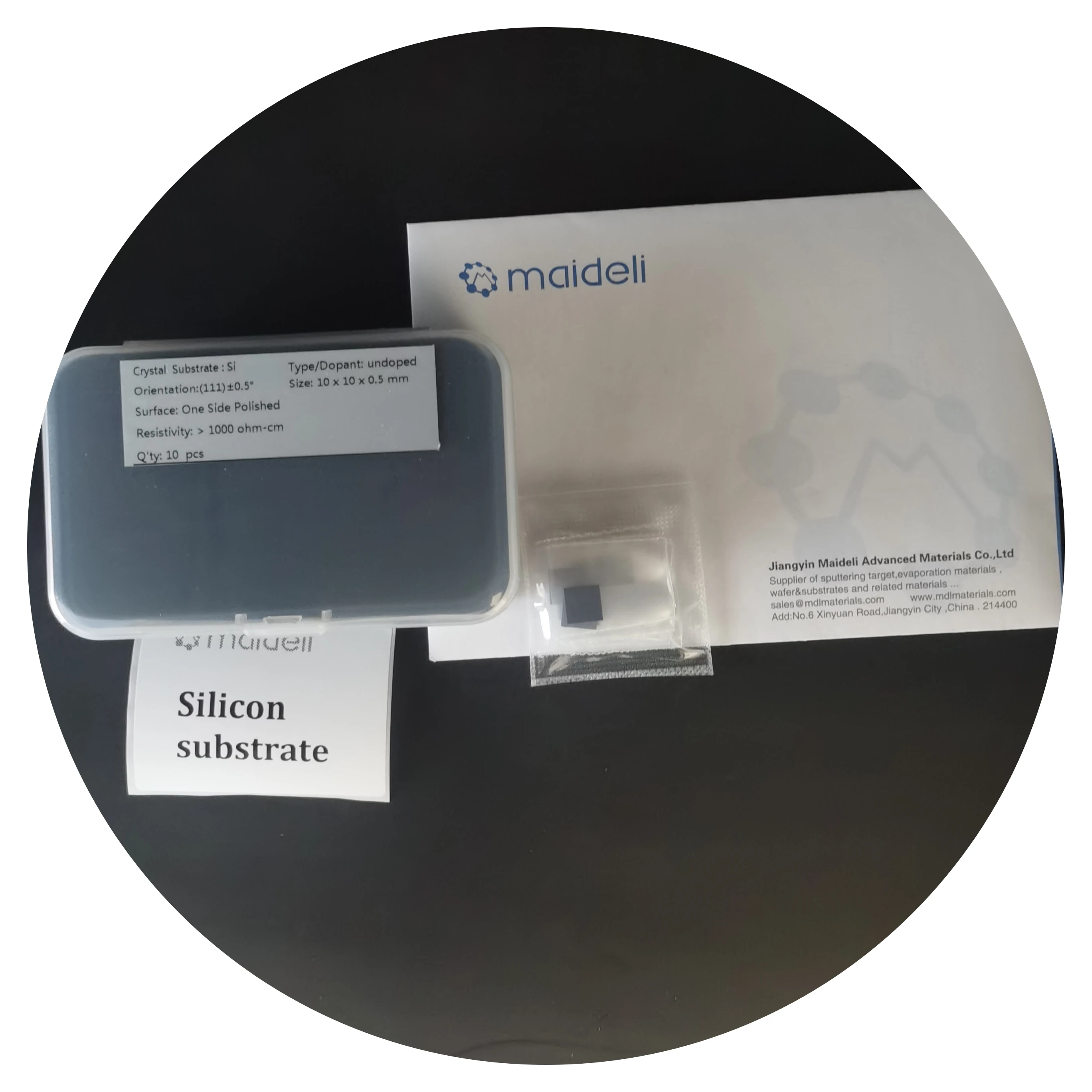Intrinsic Silicon wafer Si wafer resistivity >10.000 ohm cm  orientation 100 , SSP ,with size 1inch diameter