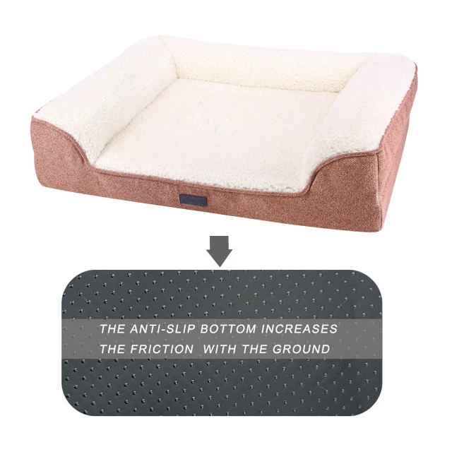 Luxury Orthopedic Pet Sofa Beds Self-Warming Foam and Memory Foam Large Size Breathable Solid Pattern for Jumbo Dogs