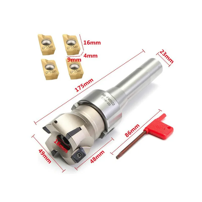  Концевая фреза R8 FMB22 7/16-20 с хвостовиком UNF Arbor и 400R 50 мм ЧПУ 4 карбидными вставками
