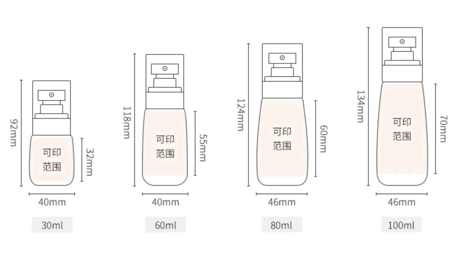 30 ml 100 ml Pink whiteTransparent Spray Bottle 60 ml Cosmetics Oil Cream Bump Bottles  Mist Spray Bottles