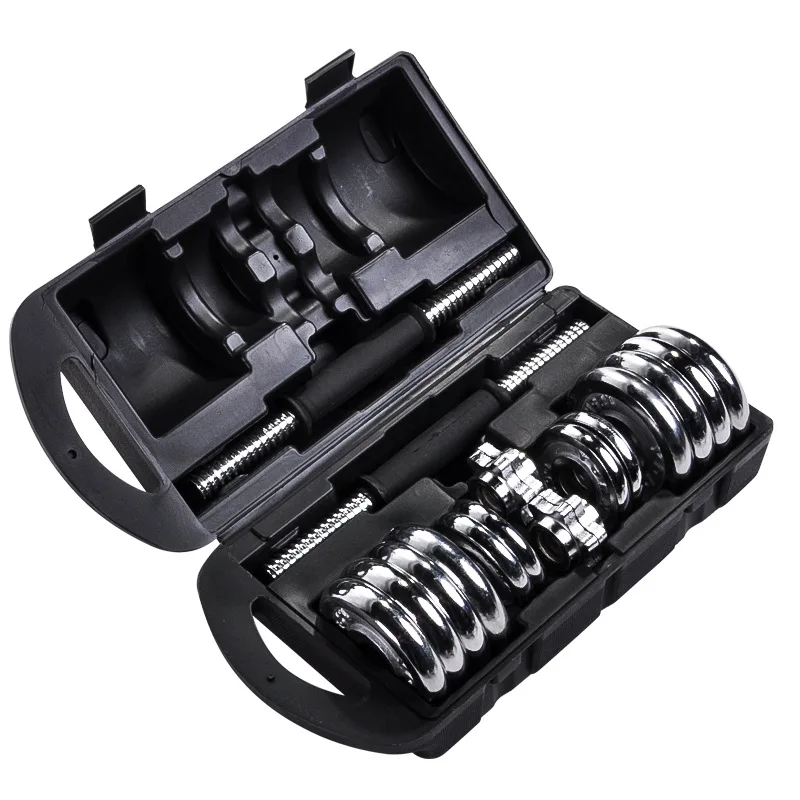 50kg Adjustable Chrome Round Dumbbell Set Durable Home Fitness Exercise Feature
