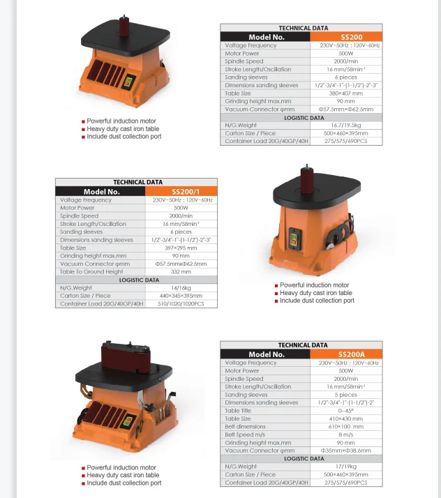 New Design Wood Sander Machine 230V Drum Belt Sander Oscillating Spindle Sander for Curved Surfaces
