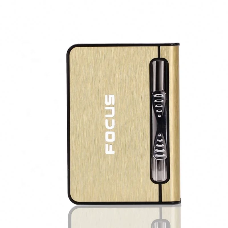 Automatic Aluminum Alloy Ladies Slim cigarette case with lighter